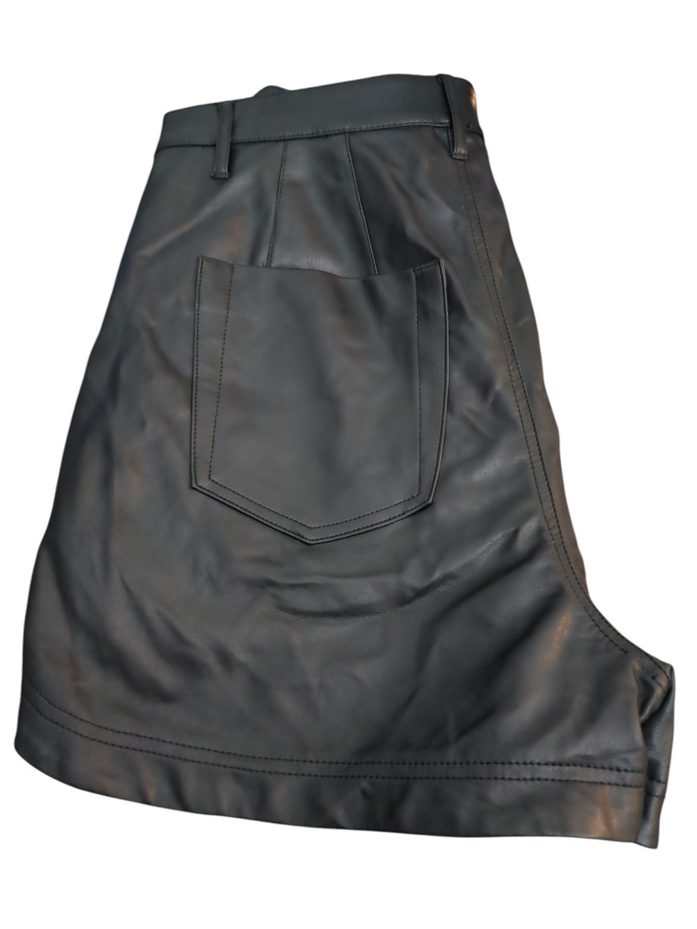FREE PEOPLE High Waist Black Vegan Leather Shorts Size 12 Festival Grunge Chic - Picture 6 of 8